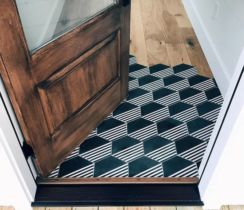 tile entryway transition to wood floor