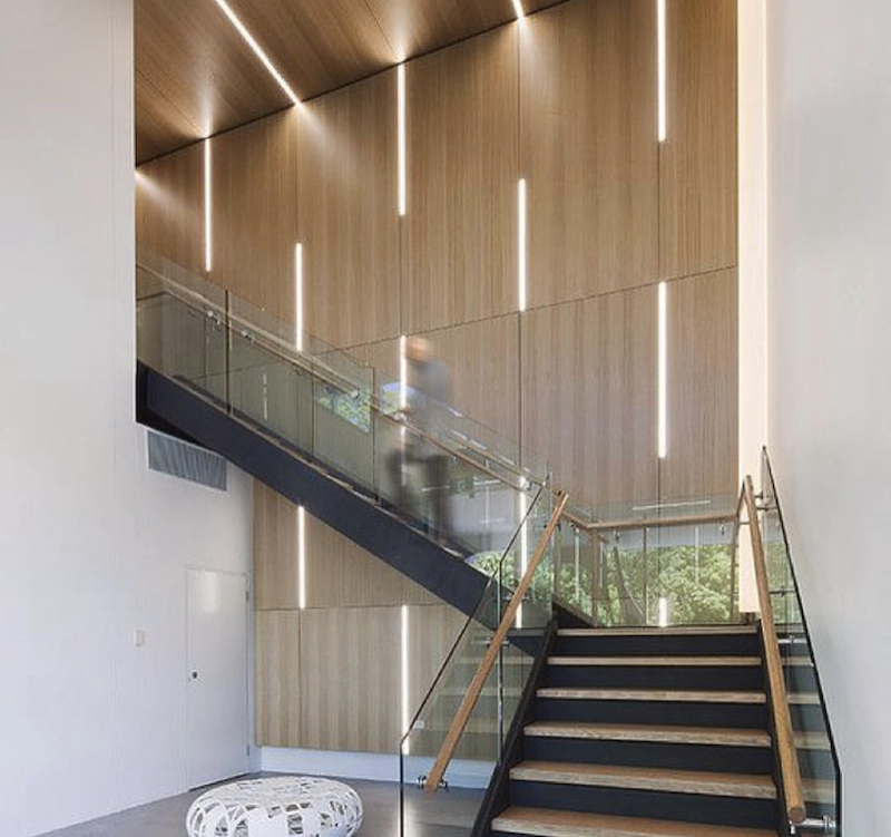 wood accents on wall