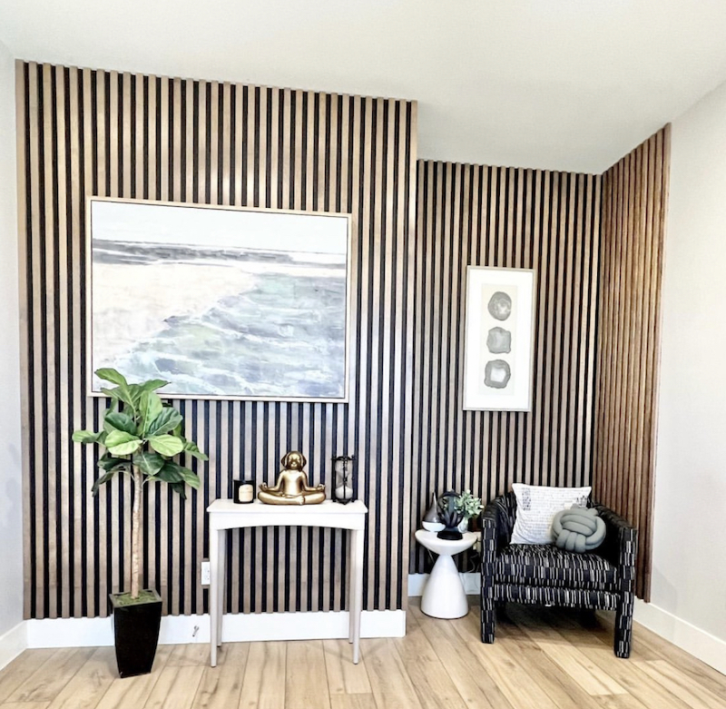 wood slat accent wall