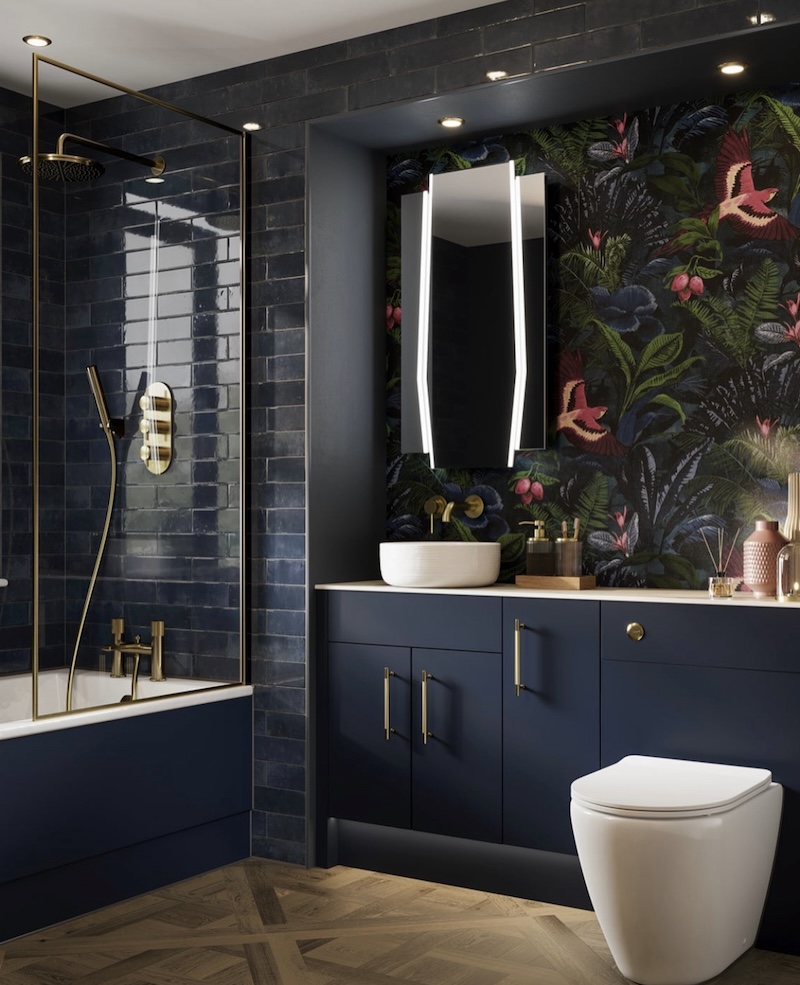 navy blue vanity bathroom ideas