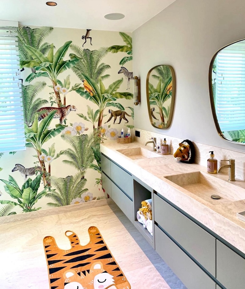 bathroom accent wallpaper ideas