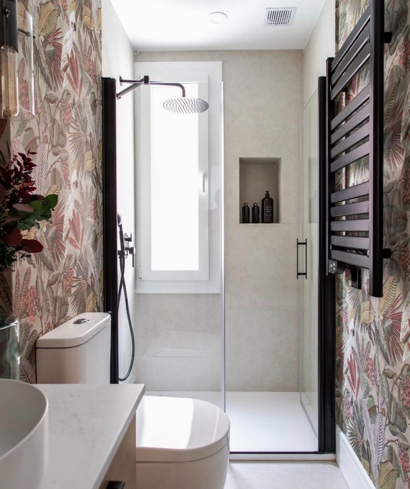 bathroom with wallpaper ideas