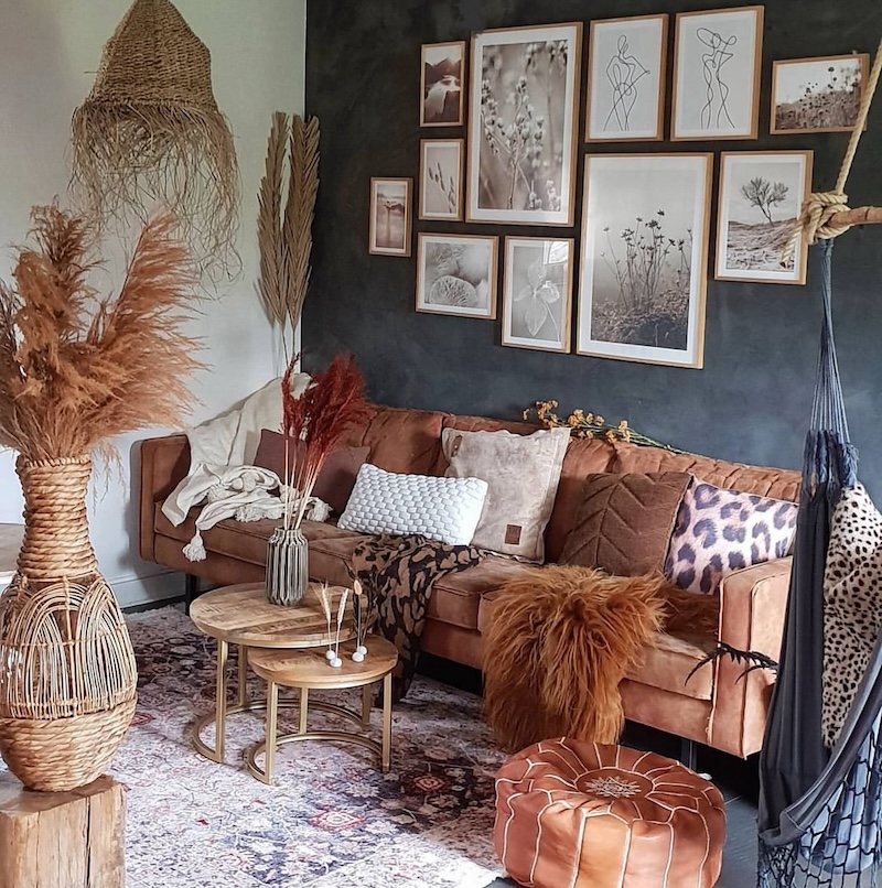 bohemian minimalist living room