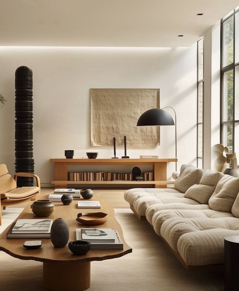 dark japandi living room