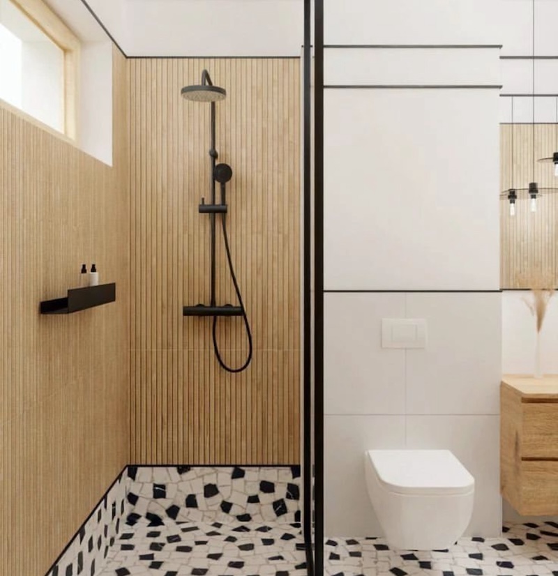 japandi bathroom tile