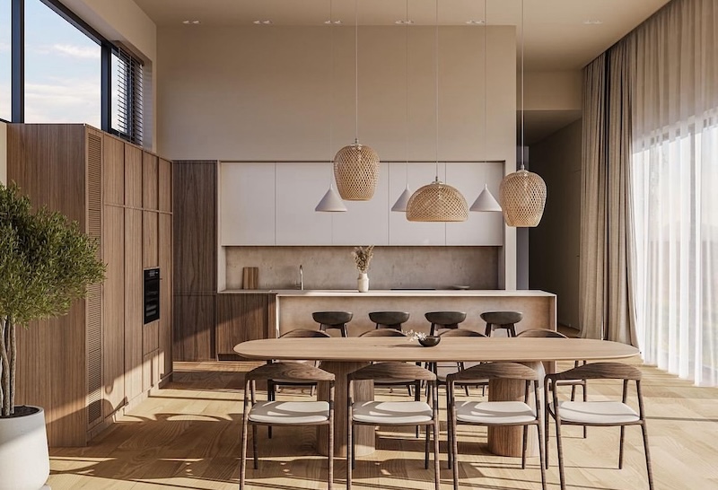 japandi kitchen living room