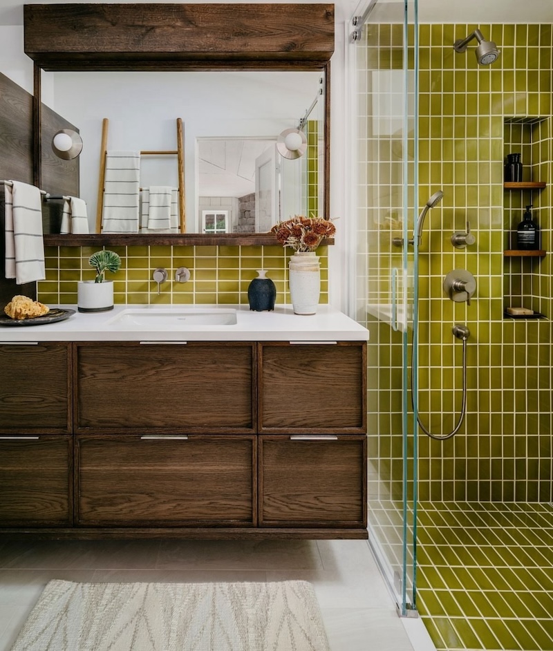 mid century modern bathroom floor tile