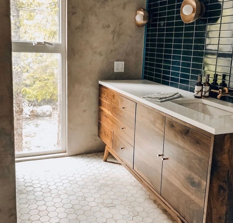 mid century modern bathroom tile