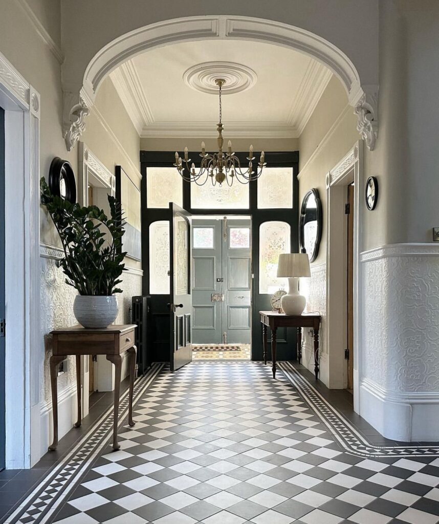 mid century modern hallway picture images
