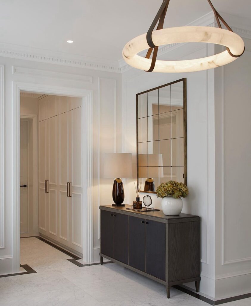 mid century modern hallway styled