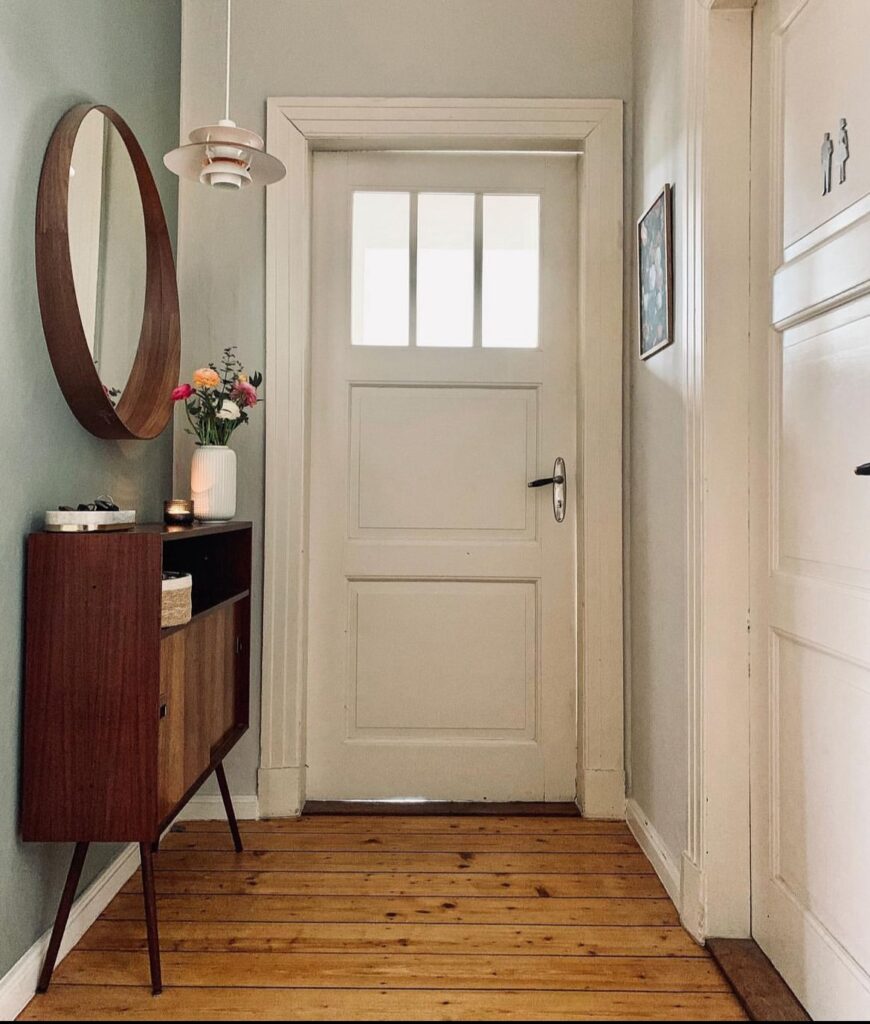 mid century modern hallway styling