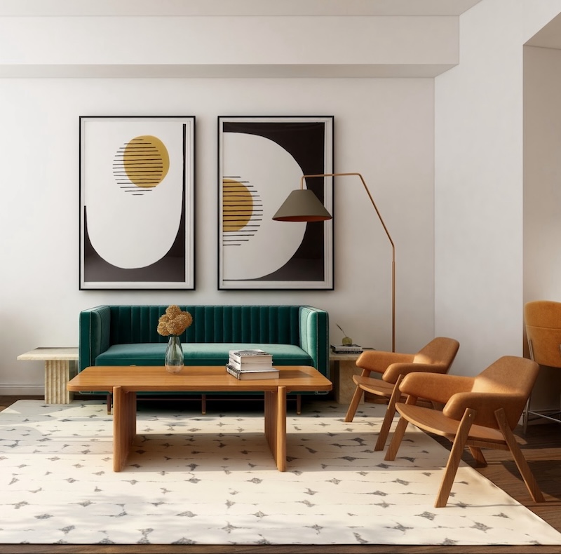 mid century modern living room photos
