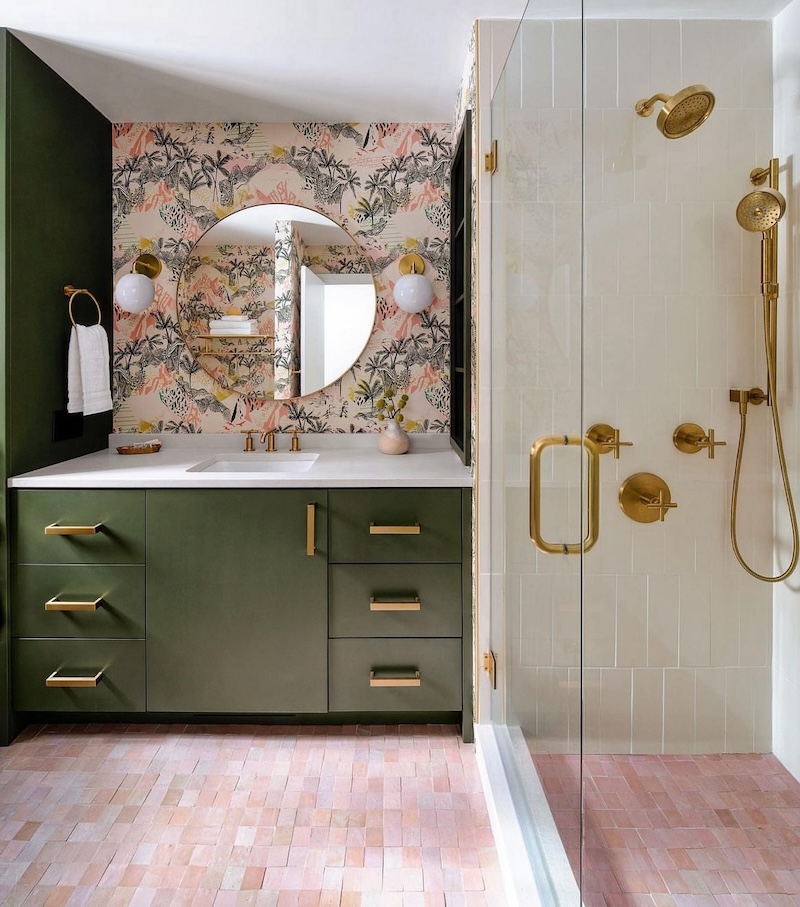 mid century modern master bathroom