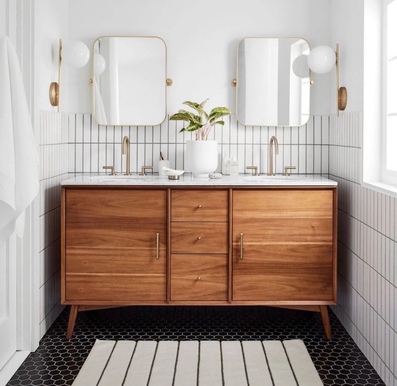 mid century modern tile bathroom