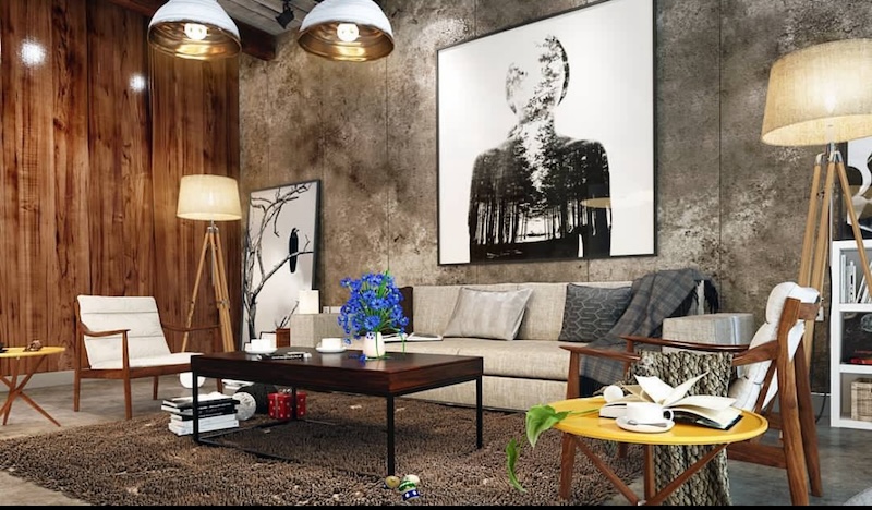 modern loft living room