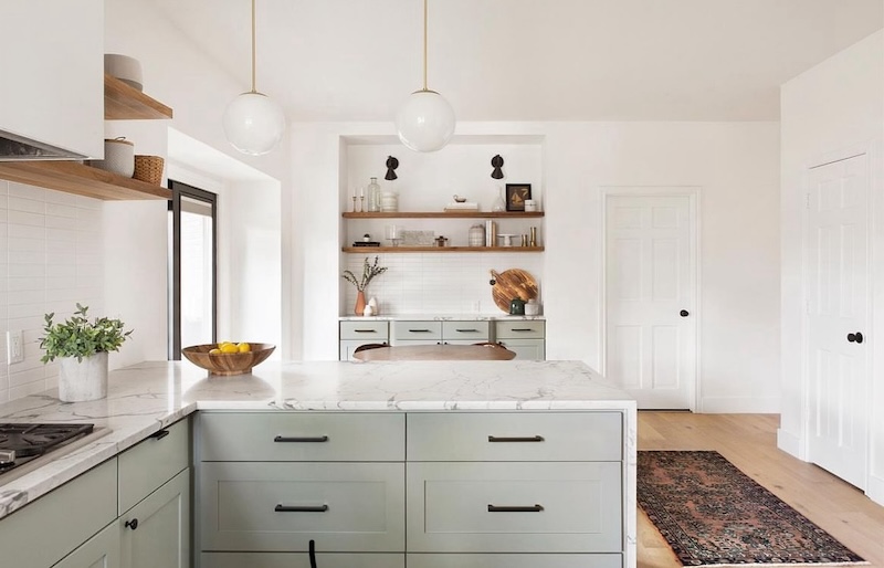 open concept mid century modern kitchen