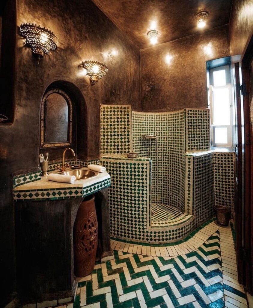 rustic moroccan bathroom