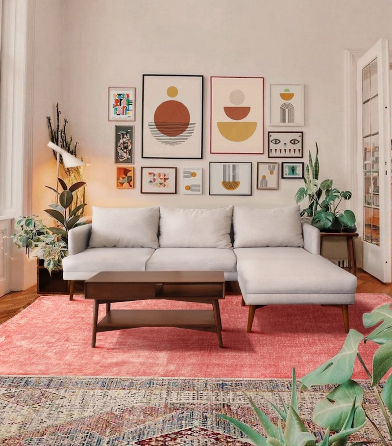small mid century modern living room