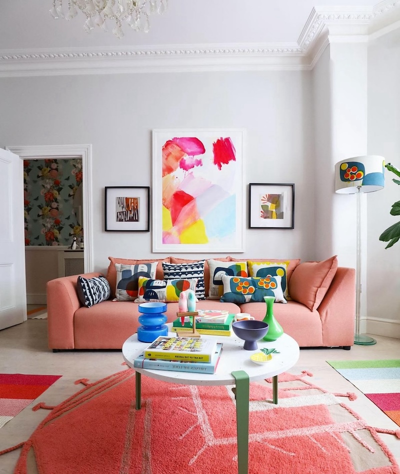 warm mid century modern living room